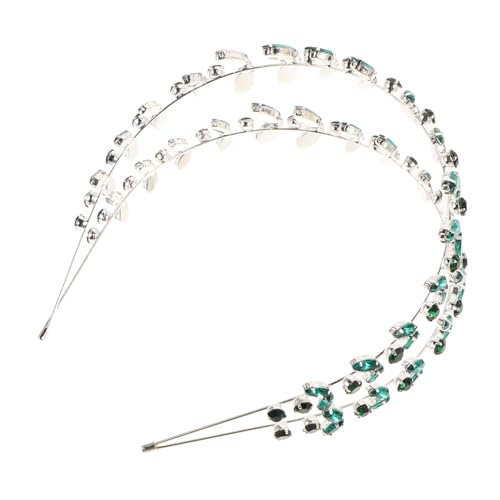 PACKOVE Grünes gläsernes Haarband Doppel-layer Braut Haarreif mit Modischem Blattdesign Handgefertigtes Haarschmuck-accessoire für Damen und Mädchen bei Hochzeit und Festlichen Anlässen von PACKOVE