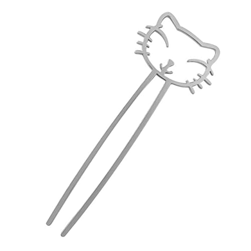PACKOVE Haarnadel Haarstock Damen Haarspangen Mädchen Klein Haarstäbchen Girly Haargabeln Katze Geformt Mädchen Haarschleifen Haarzubehör Hochzeit Styling Legierung Silver von PACKOVE