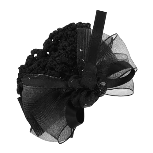 PACKOVE Haarnetz Für Damen Mit Schleife Und Blume Dutt-abdeckung Für Restaurant Und Hotel Haar-accessoire Aus Robustem Material Schwarz von PACKOVE