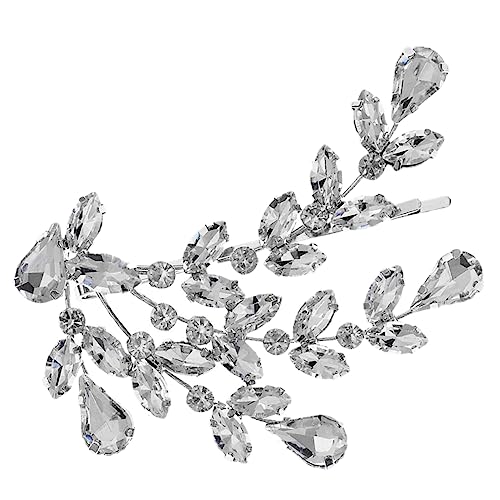 PACKOVE Haarspange Mit Kristallblättern Und Strasssteinen Seitlicher Clip Haarnadel Für Damen Und Mädchen Zum Verschönern Verschiedener Frisuren von PACKOVE