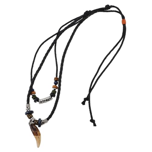 PACKOVE Boho Haifischzahn Halskette Für Herren Verstellbare Handgefertigte Perlen Choker Kette Aus Schwarzem Mit Einzigartigem Zahn- Stilvolle Strandmode Für Männer von PACKOVE