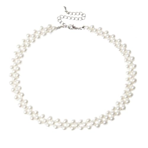 PACKOVE Halskette aus Kunstperlen Halsketten für Frauen weiße Halskette Perlenkette eine Halskette Frauen Halskette einfache Halskette Imitationsperlen Schlüsselbeinkette von PACKOVE