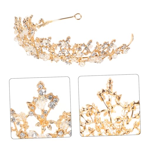 PACKOVE Handgefertigte Brautkrone aus Kristallglas mit Funkelnden Strasssteinen Goldfarbene Hochzeits Accessoires für Frauen Stirnband für Braut und Festliche Anlässe von PACKOVE