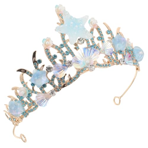 PACKOVE Handgefertigte Meerjungfrau Prinzessin Tiara mit Funkelnden Strasssteinen Langlebige Legierung Muschel Seestern-design Modisches Kopfschmuck für Frauen und Mädchen zu Hochzeit und von PACKOVE
