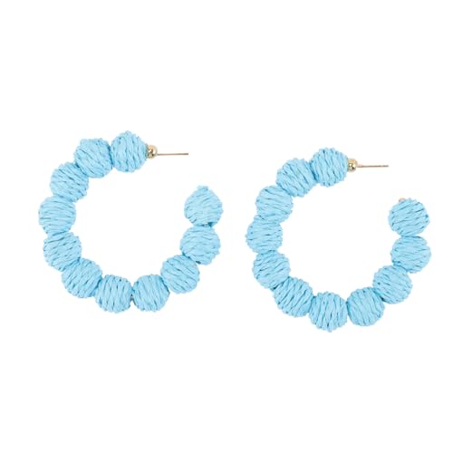 PACKOVE Handgefertigte Raffia Ohrringe Damen Boho Große Geometrische Creolen aus Rattan Leichte Sommer Statement Ohrringe für Strand Urlaub Party für Frauen von PACKOVE