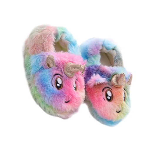 PACKOVE Hausschuhe Einhorn Plüsch Winterwarm Flauschige Rutschfeste Baumwollpantoffeln mit Mutesohle für Mädchen Innenbereich von PACKOVE