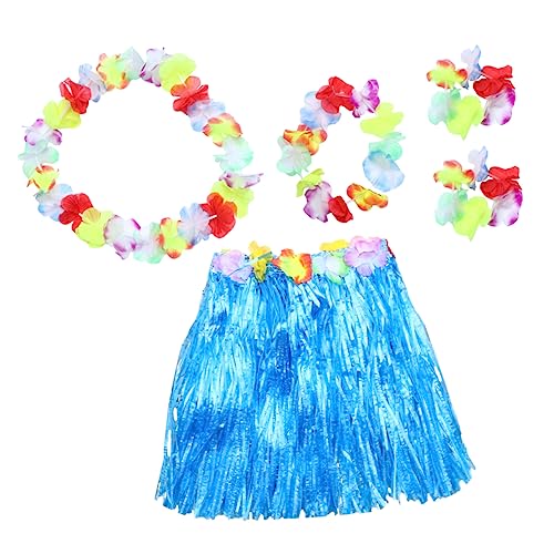PACKOVE Hawaiianisches Kinderkostüm Set mit Buntem Grasrock Blumenkranz Armbändern und Nacken für Luau Partys Outfit für Tropische Feiern und Karneval von PACKOVE