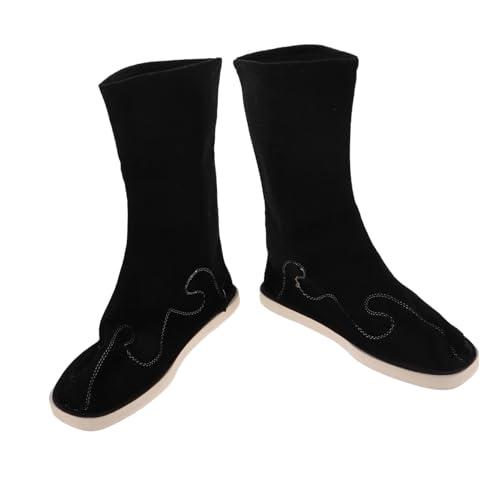 PACKOVE Herren Hanfu Stiefel aus Pu-material Rutschfeste Antislip Sohle Traditionelle Chinesische Kunstschuhe für Kampfkunst Festival Bühne und Alltag Schwarz von PACKOVE
