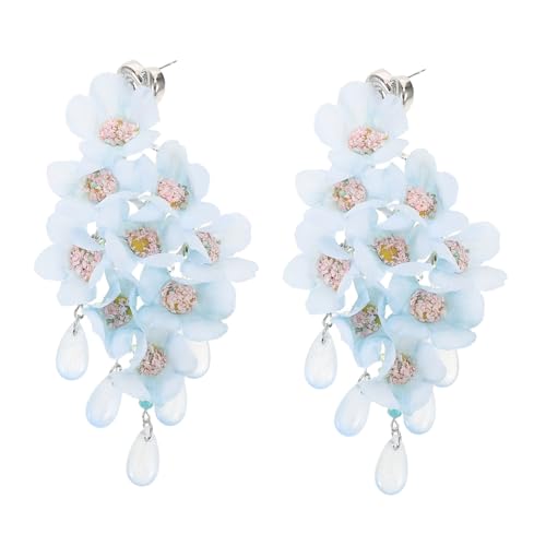 PACKOVE Süße Blumenohrringe Für Damen Herzohrringe Mit Glasquasten Statement-ohrringe Blumenherzohrringe Hochzeits-brautohrringe Neuartige Ohrringe Lange Ohrhänger Schmuck Für von PACKOVE