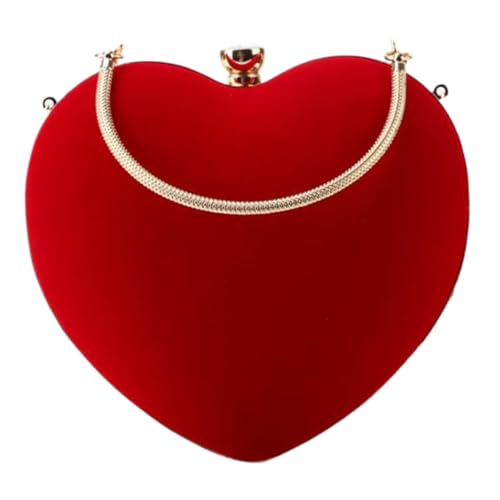 PACKOVE Herzförmige Handgefertigte Abendtasche Damen Clutch Portabel Stilvoll Rot Kettenlos Elegant für Partys und Besondere Anlässe von PACKOVE