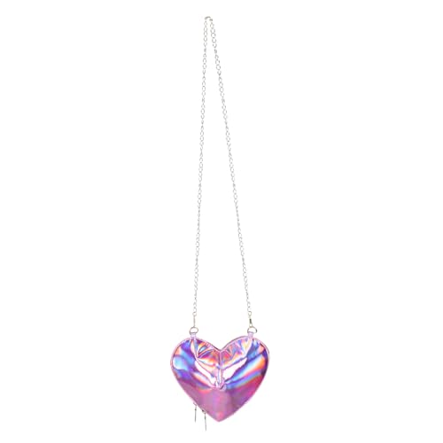 PACKOVE Herzförmige Mini Crossbody Bag Damen PU Glänzend Verstellbar Kettenriemen Kleine Schultertasche Modisch für Party Valentinstag und Alltag von PACKOVE