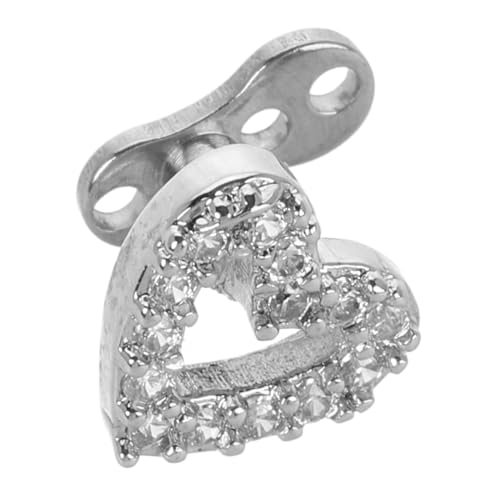 PACKOVE Herzförmiger Dermal Anchor Piercing Edelstahl mit Zirkonia Hautanker Schmuck Damen Modisch Glänzend von PACKOVE