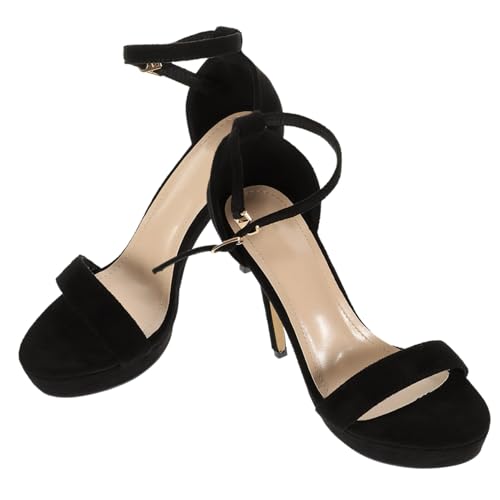 PACKOVE High Heeled Damen Sandalen mit Schmalem Riemen Kreative Stilvolle Schwarze Sommer Schuhe Modische Ansprechende Absätze für Vielseitige Outfits von PACKOVE