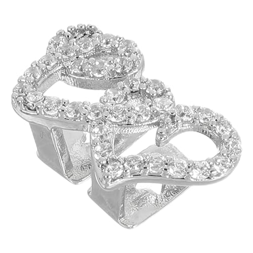 PACKOVE Hip Hop Style Teeth Grill Silber Double Heart Zirkonia Fake Teeth Caps Glänzend Schmuck Kostüm Accessoire Für Rapper Bühne Party von PACKOVE