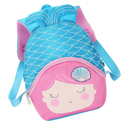 PACKOVE 1stück Großer Rucksack Mit Meerjungfrau-Muster Cartoon-Kinderrucksack Für Schule Und Freizeit Strapazierfähiges Für Mädchen Blau von PACKOVE