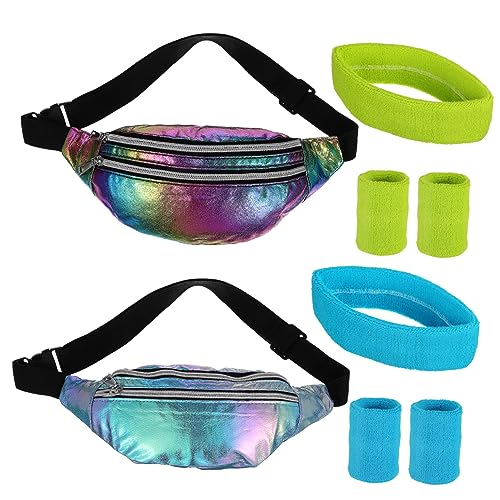 PACKOVE Holographische Bauchtasche Mit Verstellbarem Schultergurt Stirnband Und Handgelenkband Für Frauen Für Festivals Sport Und Casual-anlässe Große Kapazität Für Handy Schlüssel von PACKOVE