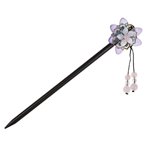 PACKOVE Holz Blume Haar Stick Mit Baumelnder Quaste Haarnadel Chinesische Haar Zubehör Vintage Pin Für Frauen von PACKOVE