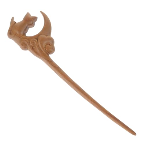 PACKOVE Holz Haarnadel Chinesische Haar Stick Katze Und Mond Updo Haar Pin Frauen Chignon Pin von PACKOVE
