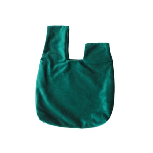 PACKOVE Japanischer Stil Knotentasche aus Hochwertigem Flanell Retro Clutch Handtasche in Dunkelgrün Kompakte Handgelenktasche für Kosmetik Snacks und Münzen für Alltag Büro und Freizeit von PACKOVE