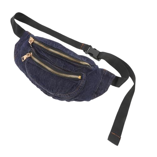 PACKOVE Leichte Jeans Hüfttasche Damen Modische Umhängetasche Aus Denim Verstellbare Brusttasche in Dunkelblau Für Reisen Und Fitness Elastischer Gürtel von PACKOVE