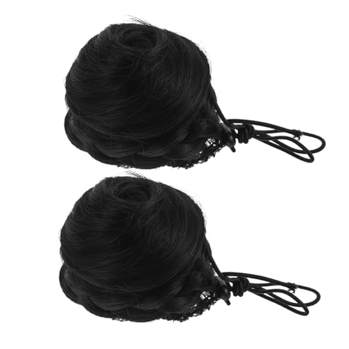 PACKOVE Katzenohr-Haarspangen für Mädchen Natürlicher Schwarzer Clip-in Dutt Haarteil Leichter Wiederverwendbarer Fake Hair Bun für Schnelle Stilvolle Frisuren und Modische Haarschmuck von PACKOVE