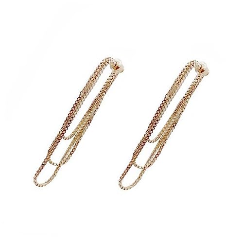 PACKOVE Ketten Quasten Ohrringe für Mädchen Mehrlagige Lange Ohrhänger Leichte Ohrschmuck Ohrdekoration für Teenager Elegantes Design Hautfreundlich von PACKOVE