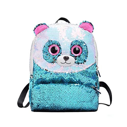 PACKOVE Kreativer Panda Rucksack Für Junge Mädchen Stylisher Mini Sequin Backpack Himmelblau Für Schule Reisen Und Festivals Mit Süßem Pandadesign Und Glänzenden Pailletten von PACKOVE