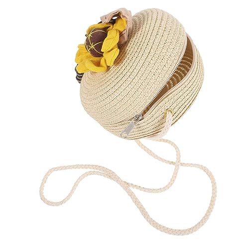 PACKOVE Stricktasche Für Kinder Tasche Für Mädchen Gewebte Mädchen-geldbörse Sonnenblumen-geldbörsen Kinderhandtasche Geldbörse Für Kleine Mädchen Handbuch Umhängetasche Stroh Baby von PACKOVE