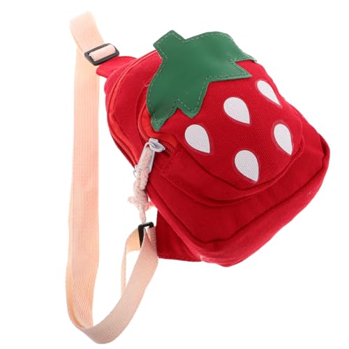 PACKOVE Strawberry Sling Rucksack Für Mädchen Kawaii Umhängetasche Leichtem Canvas Mit Verstellbarem Schultergurt Für Schule Und Outdoor-aktivitäten von PACKOVE