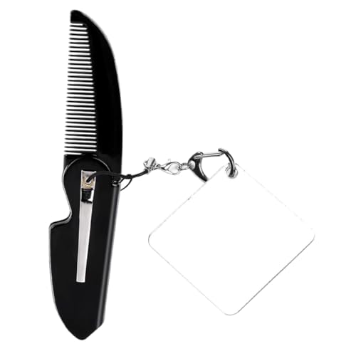 PACKOVE Faltbarer Taschenkamm Reise-klappkamm Für Männer Feiner Zahnkamm Bartkamm Leicht Tragbar Mit Quadratischem Spiegel Einfach Zu Verstauen Transportieren von PACKOVE