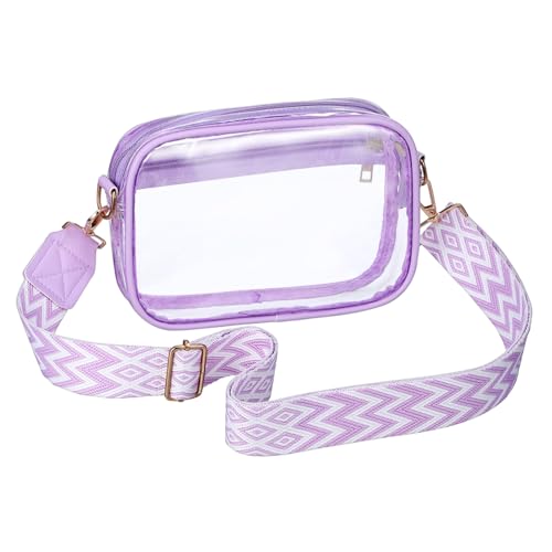 PACKOVE Klarer PVC Crossbody Bag mit Verstellbarem Schulterriemen Leichte Transparente Umhängetasche mit Großer Kapazität und Mehreren Fächern Strapazierfähige Crossbody Pouch für Sport von PACKOVE