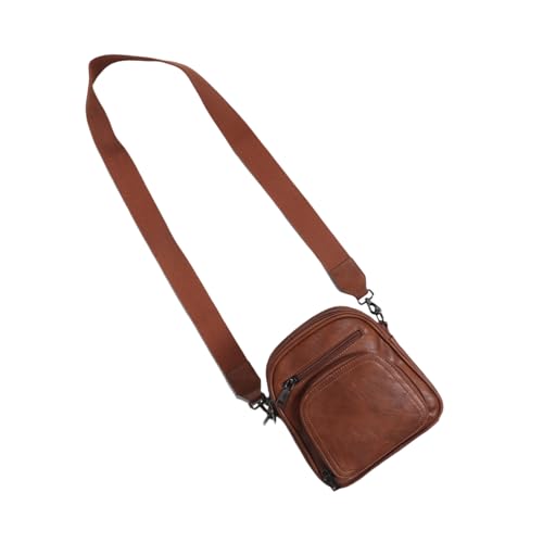 PACKOVE Kleine Damen Pu-Optik Crossbody Tasche mit Verstellbarem Gurt Kartenfächern und Handyfach Kompakte Langlebige Schultertasche für Alltag und Reisen in Gelb-braun von PACKOVE