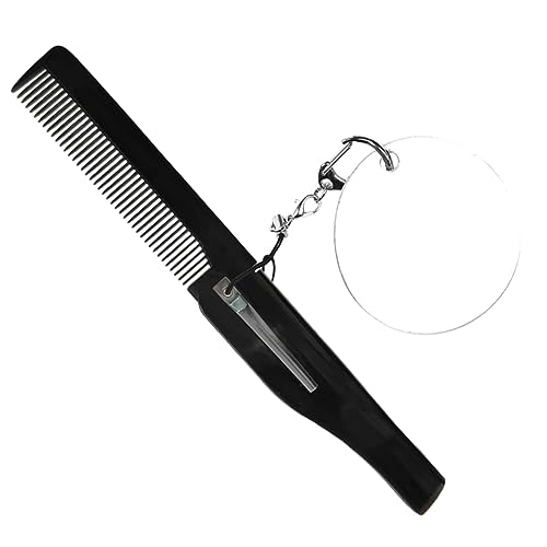 PACKOVE Kleiner Klappkamm mit Spiegel Faltbarer Bartkamm für Männer Tragbarer Feinzahnkamm Schlüsselanhänger Klappbarer Kamm für Bartpflege und Reisen von PACKOVE