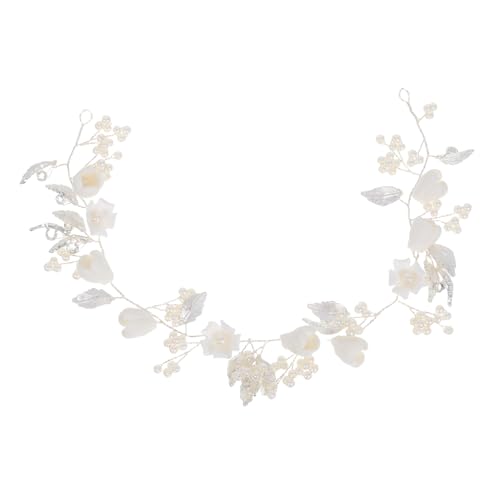 PACKOVE Kopfbedeckungen für die Braut Hochzeits-Haarband braut haar kopfschmuck Perlbraut -Kopfbedeckung Brauthaarranken Hochzeitsstirnband handgefertigt Haarband Hochzeit Kupferkabel Weiß von PACKOVE