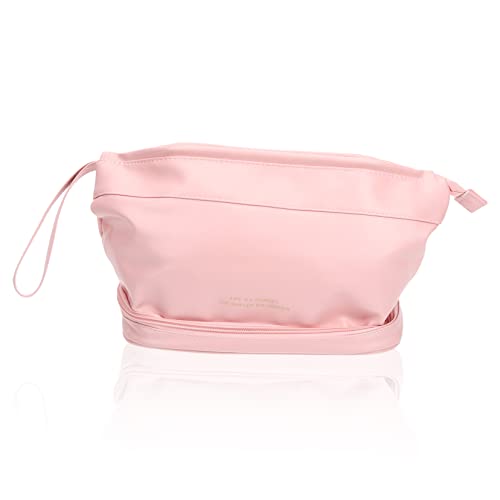 PACKOVE Kosmetiktasche Damen PU Leder Make Up Beutel mit Fächern für Reisen Alltag Büro Großer Stauraum Wasserabweisend für Organisation von PACKOVE