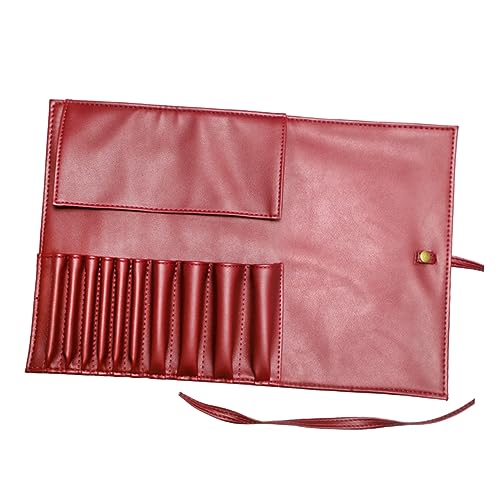 PACKOVE Kosmetiktasche mit Fächern aus PU Leder Make Up Pinsel Rolltasche für Zuhause und Reisen Praktischer Organizer für Kosmetik und Beauty Tools Bordeauxrot von PACKOVE