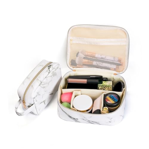 PACKOVE Kosmetiktasche mit Marmor Muster Multifunktional Leicht Reißfest Goldener Reißverschluss Tragbar für Reisen und Alltag Kompakte Make Up Tasche für Damen von PACKOVE