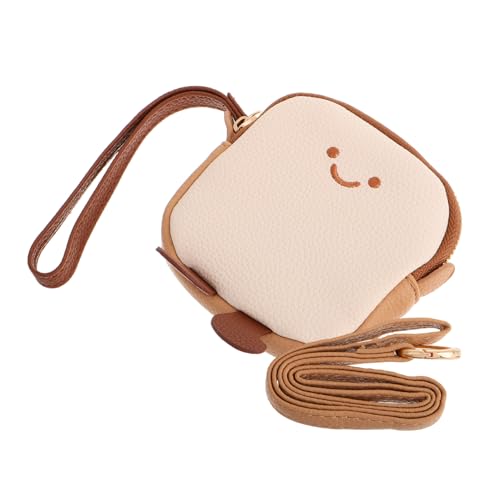 PACKOVE Kreative Kleine Toast Geldbörse mit Süßem Gesichtsanhänger Mini Plüsch Münzbeutel mit Reißverschluss Leichte Umhängetasche für Damen Modisches Kleines Portemonnaie für Alltag von PACKOVE