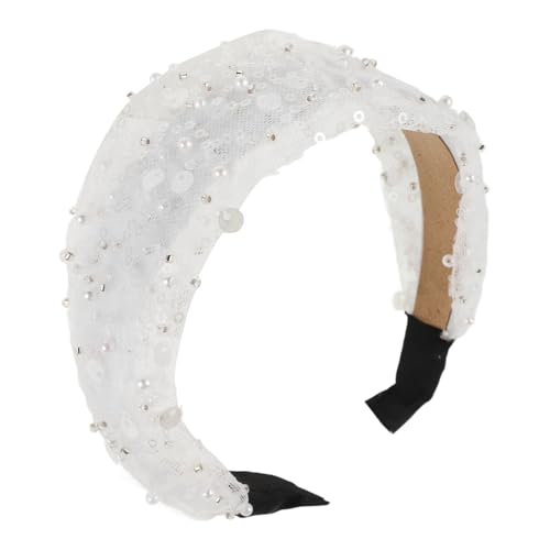 PACKOVE Koreanisches Weißes Breites Haarband Mit Blumen Und Perlen Für Und Mädchen Modisches Turban-haarband Für Zu Haaren Perfektes Accessoire Für Partys Und Alltag von PACKOVE
