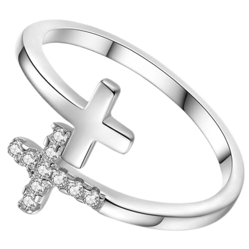 PACKOVE Kreuzring Damen Offener Silberner Ring Für Frauen Und Mädchen Flexibel Und Dekorativ Elegantes Accessoire Für Geschenke Und Besondere Anlässe Modischer Schmuck Mit Feiner von PACKOVE