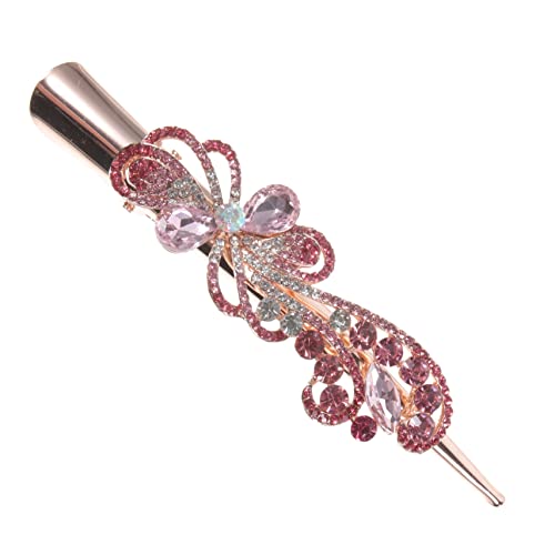 PACKOVE Kristallenteckhaarclip Friseur Styling Mädchen Dicke Haarklammern Bobby Frauen Haarschmuck Haarspangen Haarspangen Haarschmuck für Damen Haarspange für Frauen Strasssteine rot von PACKOVE
