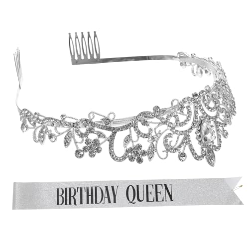 PACKOVE Geburtstagskrone Mit Schärpe Strass Tiara Party Zubehör Für Mädchen Einheitsgröße Party-requisite Geburtstagsparty Stirnband von PACKOVE