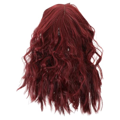 PACKOVE Kurz Lockige Perücke Damen Bob mit Wellenförmige Cosplay Perücke in Weinrot Leicht Tragbar und Komfortabel Geeignet für Kostüm Karneval und Alltag Unisex von PACKOVE