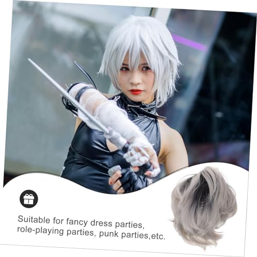 PACKOVE Kurzhaar Perücke mit Farbverlauf Vielseitige Unisex Fake Hair Leichte Party und Cosplay Perücke Einfach zu Tragen Stilvoll für Maskerade und Themenfeiern von PACKOVE