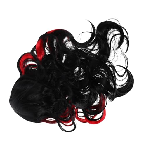 PACKOVE Lange, Gewellte Perücke – Schwarze Und Rote Kunsthaarperücke Für Frauen, Vollständige Kopfbedeckung, Hochtemperaturfaser Für Partys Und Den Alltagsstil von PACKOVE