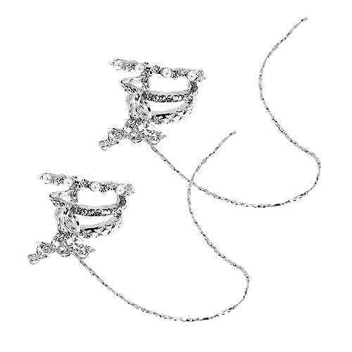 PACKOVE Lange Ohrclips mit Strass nicht Durchbohrte Ohrstecker Leichte Ohrklemme mit Perlenanhänger Eleganter Ohrschmuck für Damen und Sicher für Alltag und Besondere Anlässe von PACKOVE