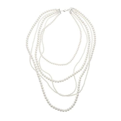 PACKOVE Lange Perlenkette Für Damen Mehrlagige Imitationsperlen Halskette Für Eleganten Look Modischer Schmuck Für Frauen Im Boho-stil Stilvolle Kette Zur Dekoration Dekolletés von PACKOVE