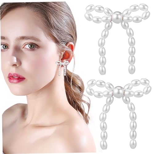 PACKOVE Lange Perlenohrringe Damen Bowknot Design Leicht und Komfortabel Vielseitig für Hochzeit Party und Alltag Hochwertiger Schmuck als Stilvolles für Frauen von PACKOVE