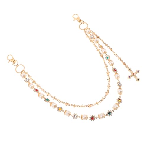 PACKOVE Layered Pants Chain für Herren mit Einzigartigen Perlen und Kreuzanhänger Stylisches Leichtes Hip Hop Accessoire für Jeans Streetwear Sommerfestivals und Rock Events von PACKOVE