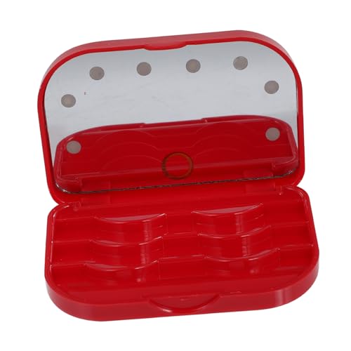 PACKOVE Led Wimpern Organizer Mit Spiegel Tragbare Aufbewahrungsbox Für Falsche Wimpern Eyelash Tray Mit Led Licht Für Kosmetikliebhaber Und Reisen Rot von PACKOVE